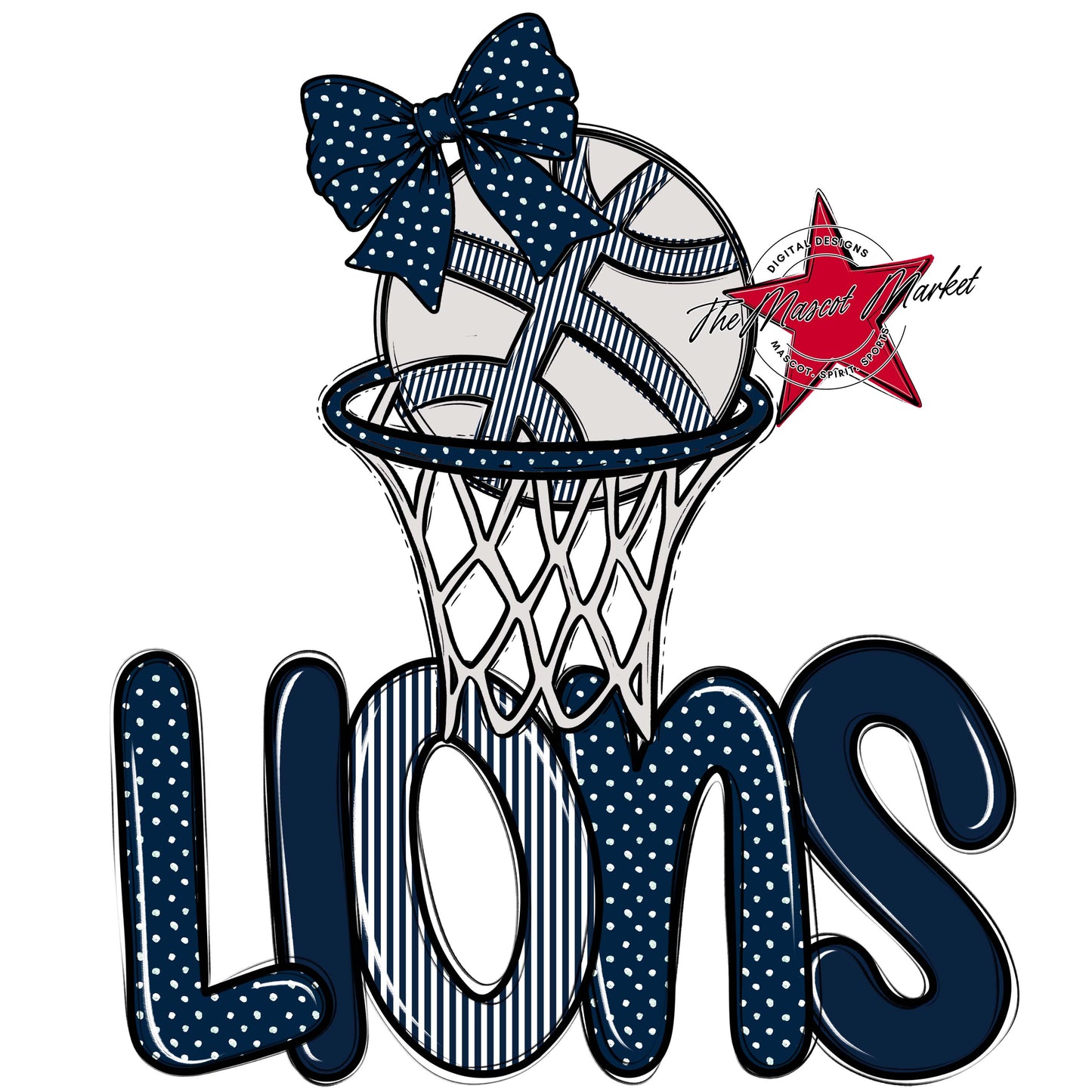 Lions Basketball Spirit Design-Navy