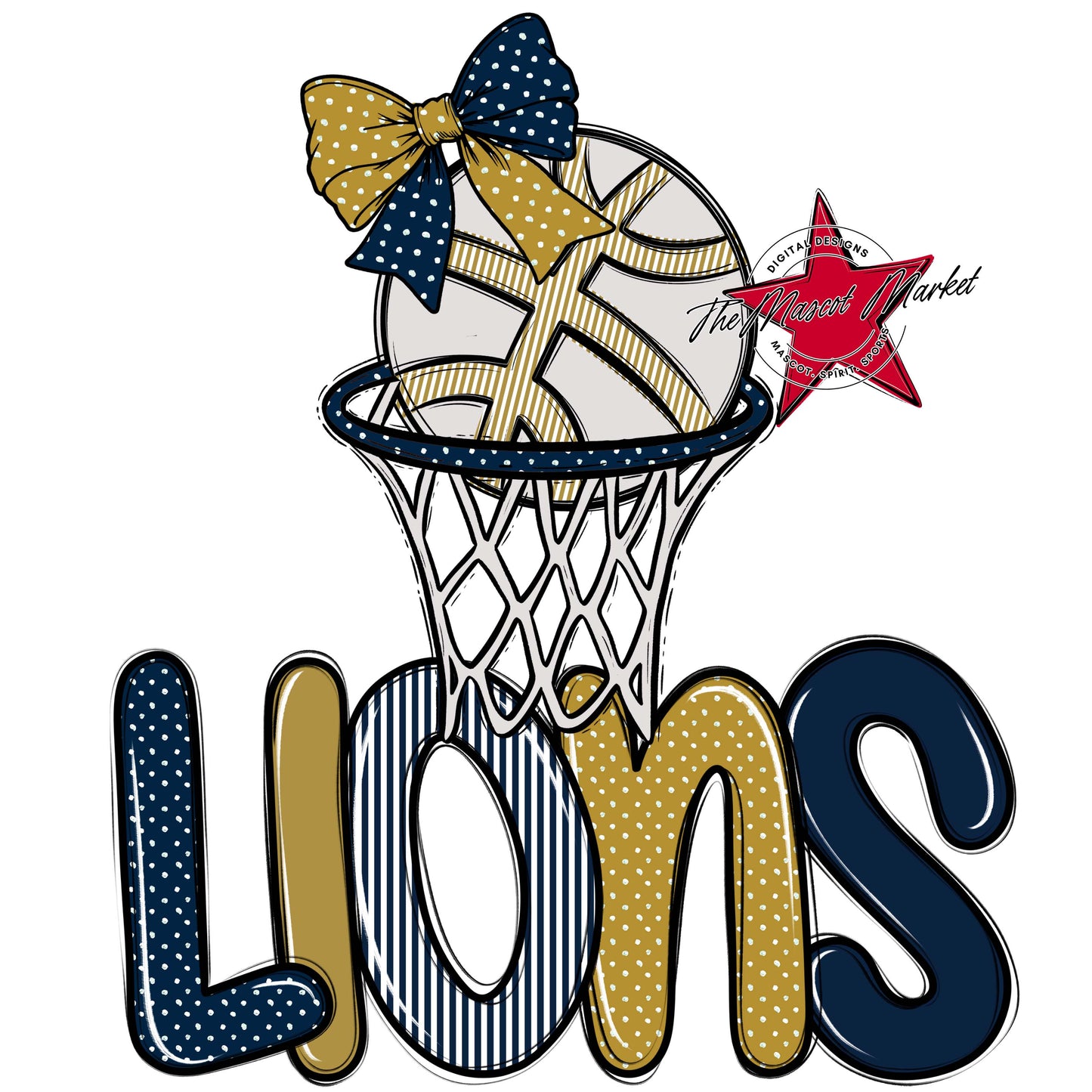 Lions Basketball Spirit Design-Navy & Gold