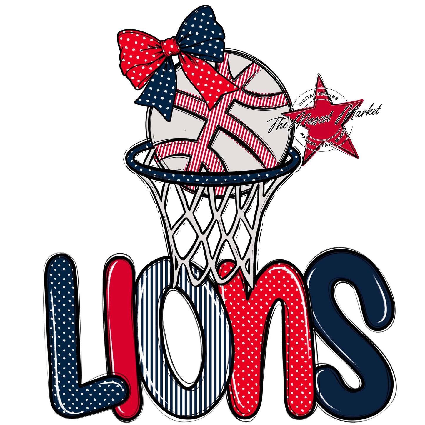 Lions Basketball Spirit Design-Navy & Red