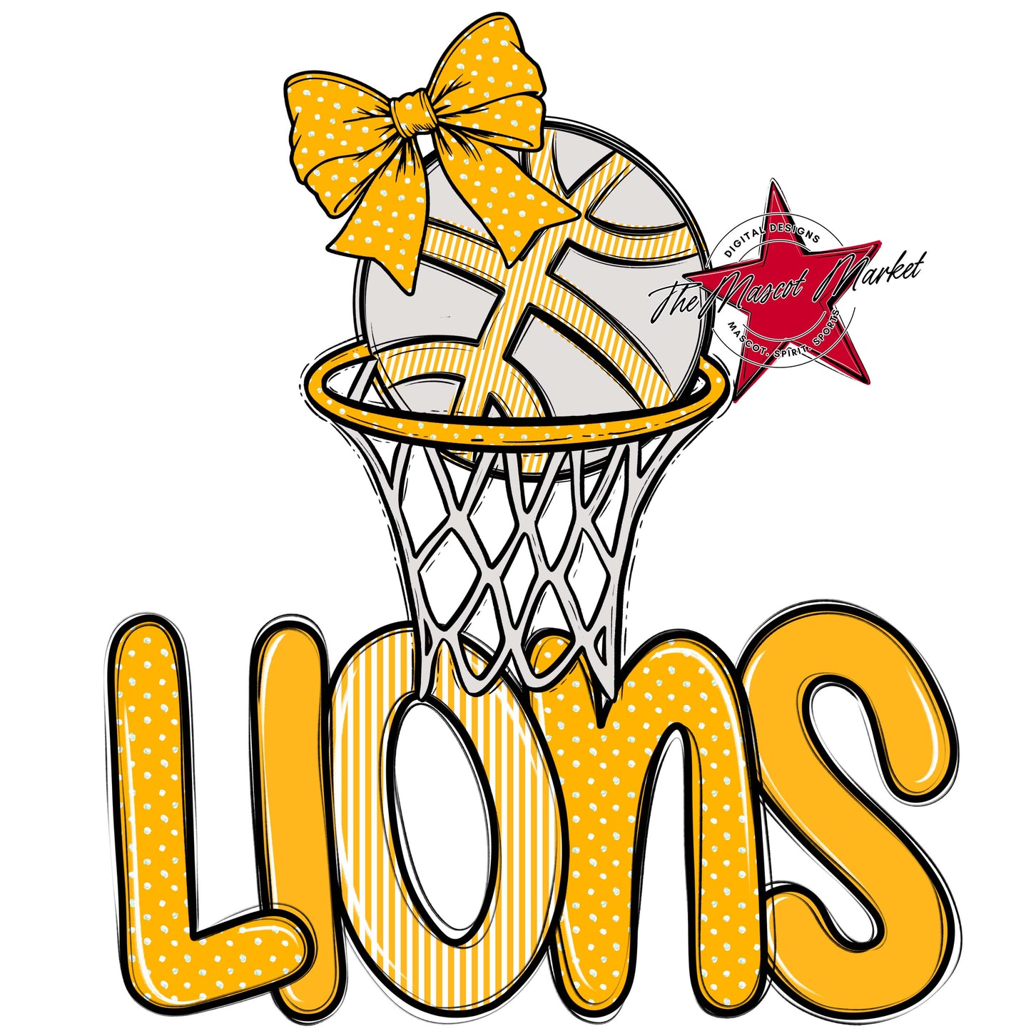 Lions Basketball Spirit Design-Yellow