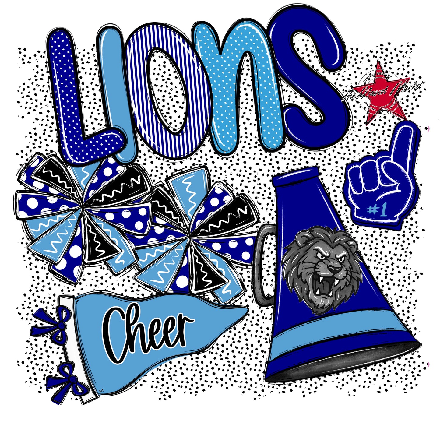 Lions Cheer Spirit-Blue & Carolina Blue