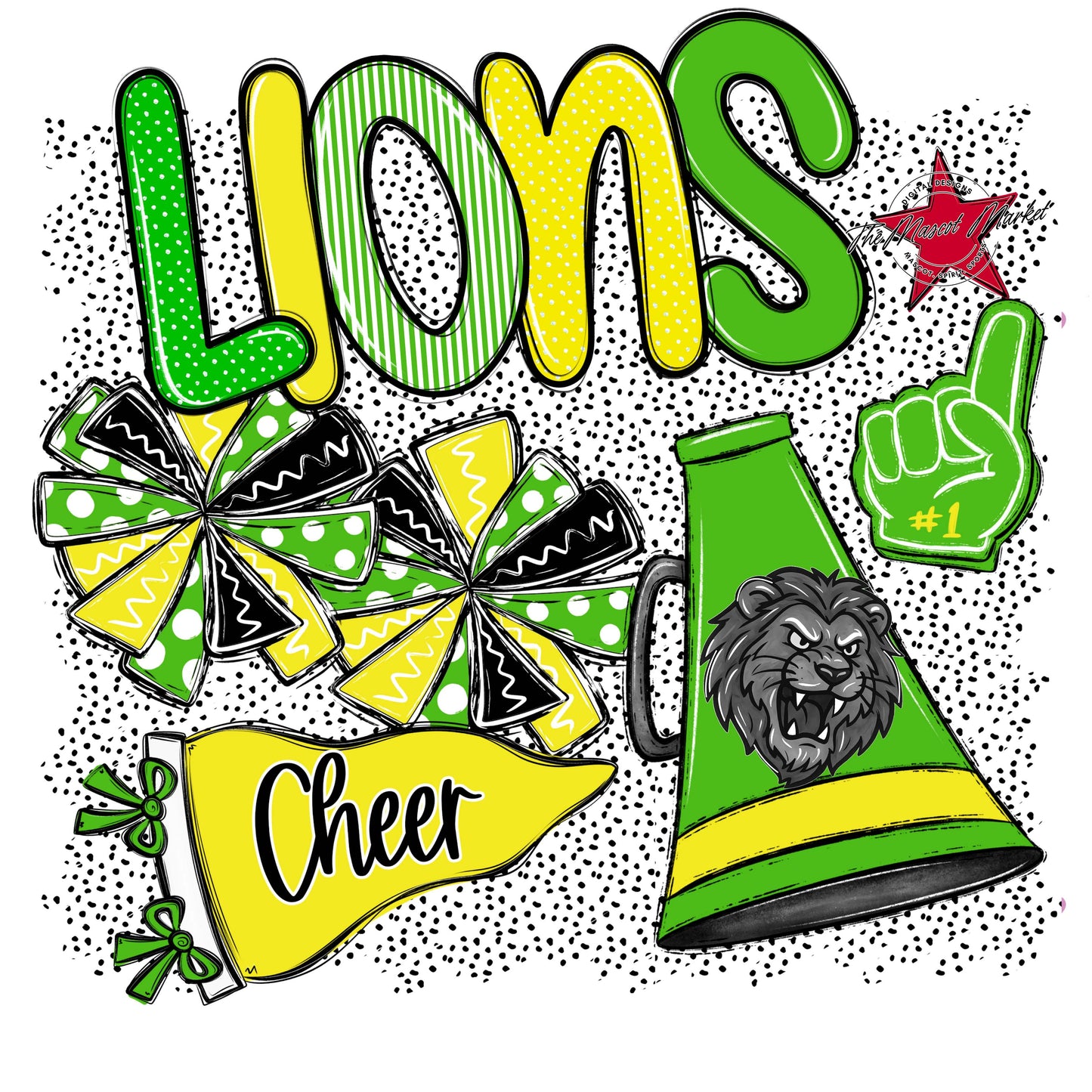 Lions Cheer Spirit-Bright Green & Bright Yellow