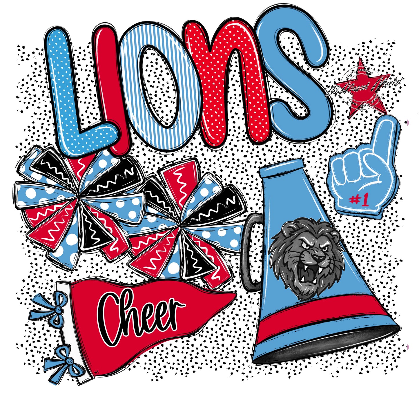 Lions Cheer Spirit-Carolina Blue & Red