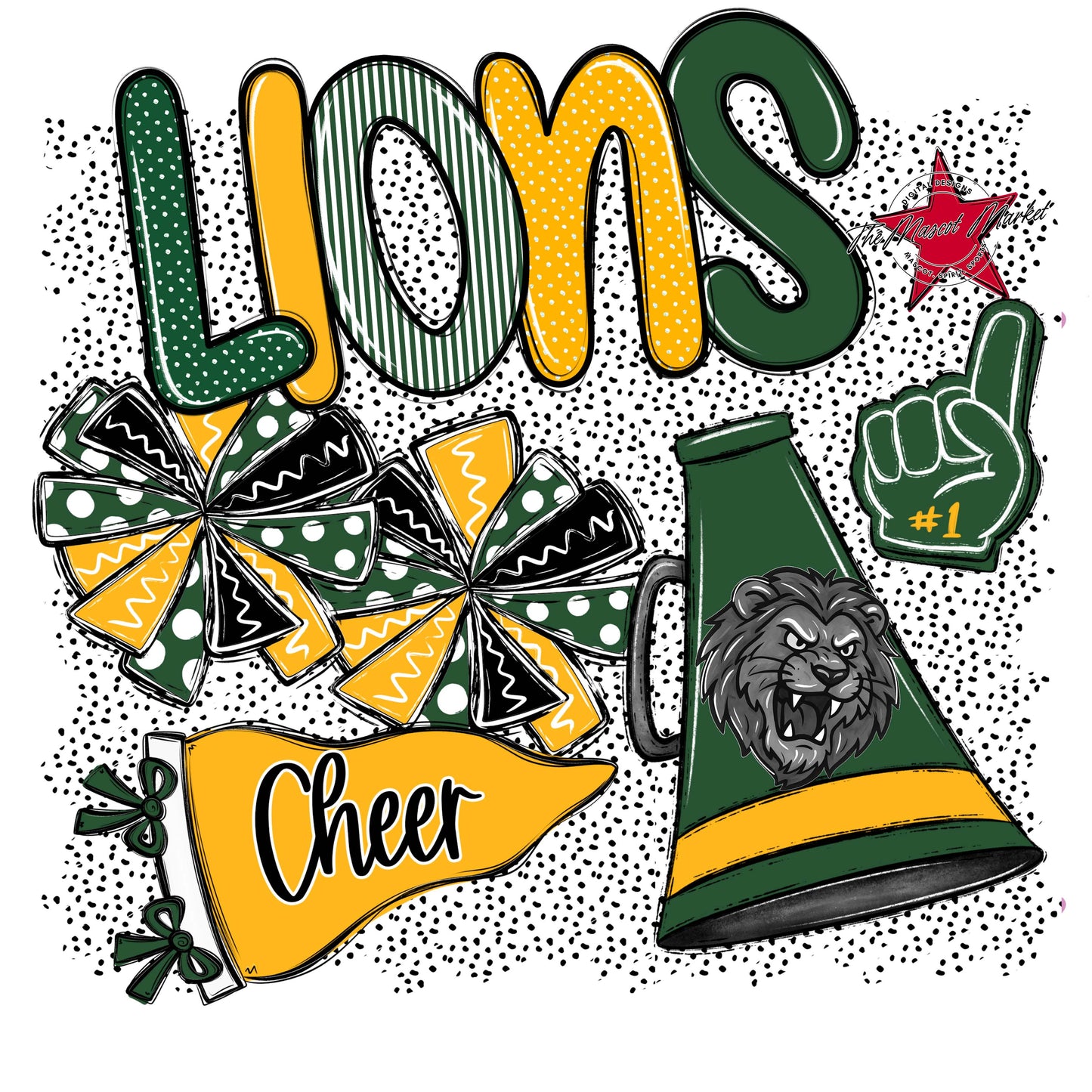 Lions Cheer Spirit-Green & Yellow