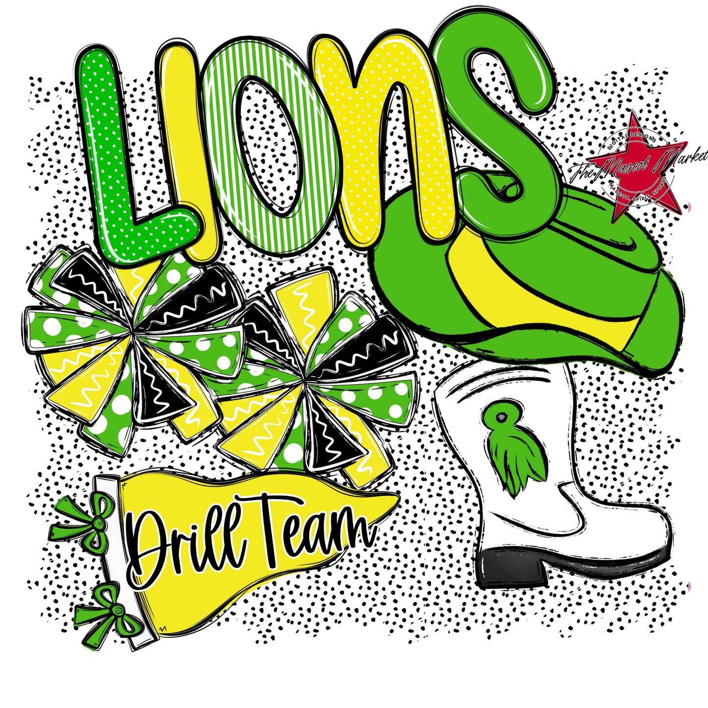 Lions Drillteam Spirit-Bright Green & Bright Yellow