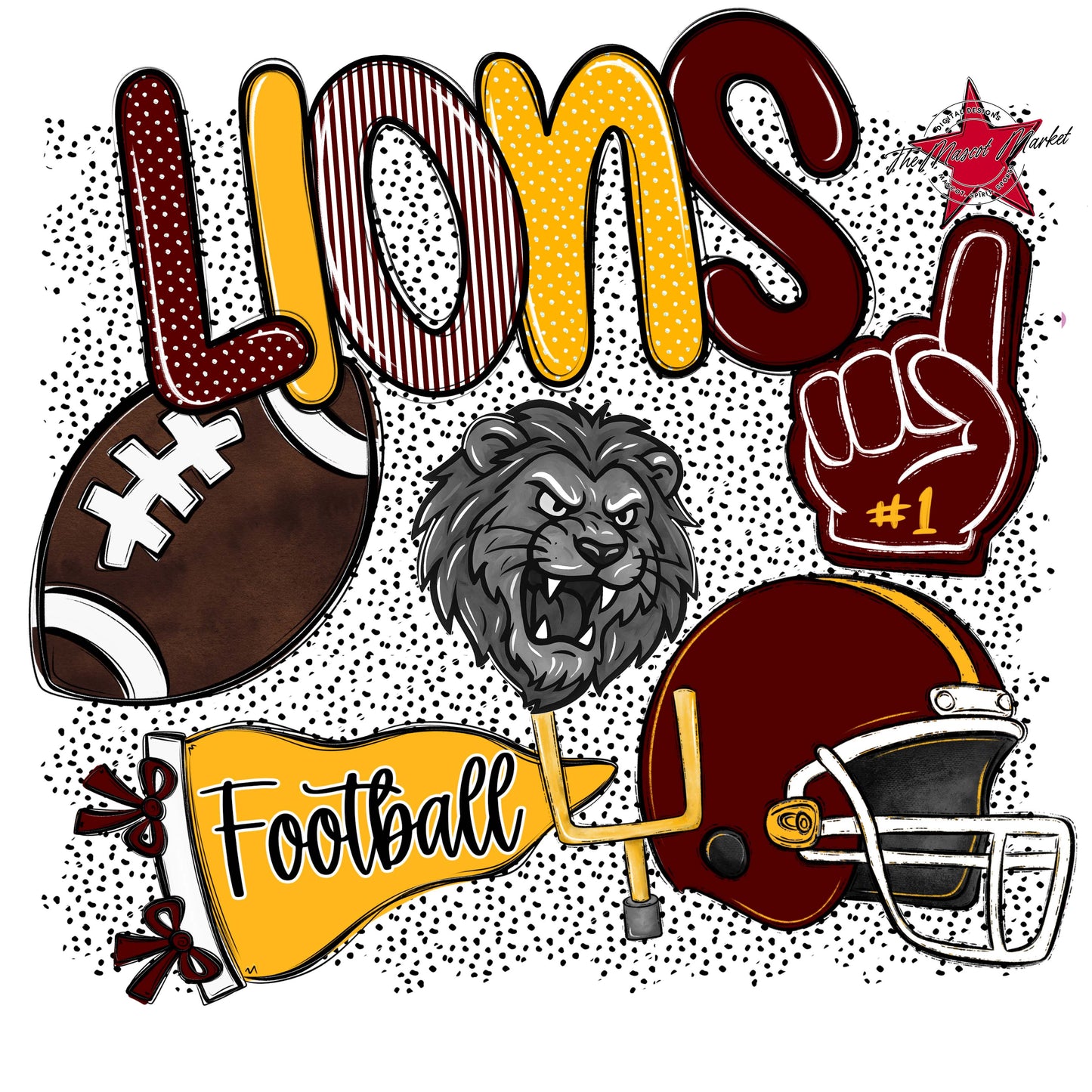 Lions Football Spirit-Maroon & Yellow