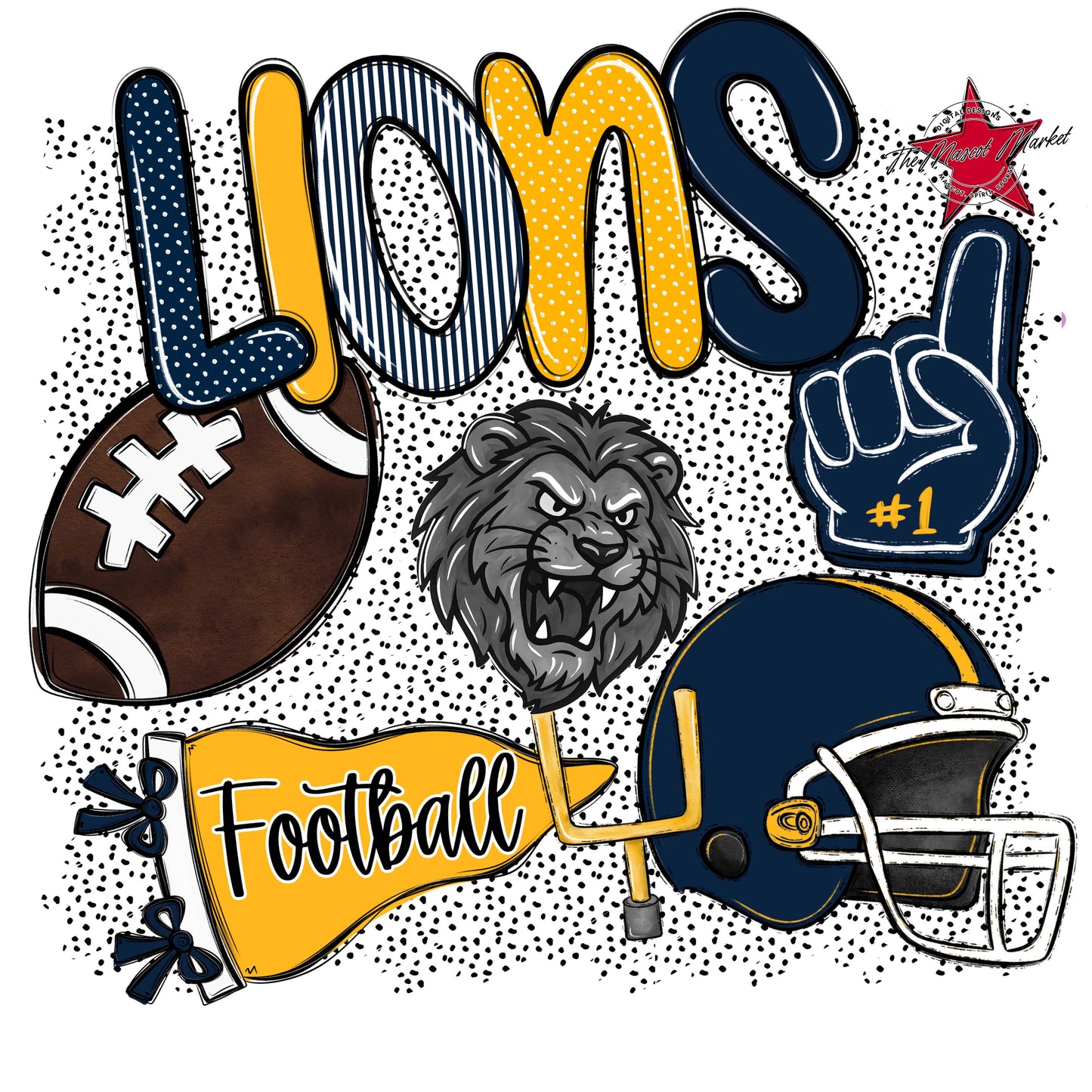 Lions Football Spirit-Navy & Yellow