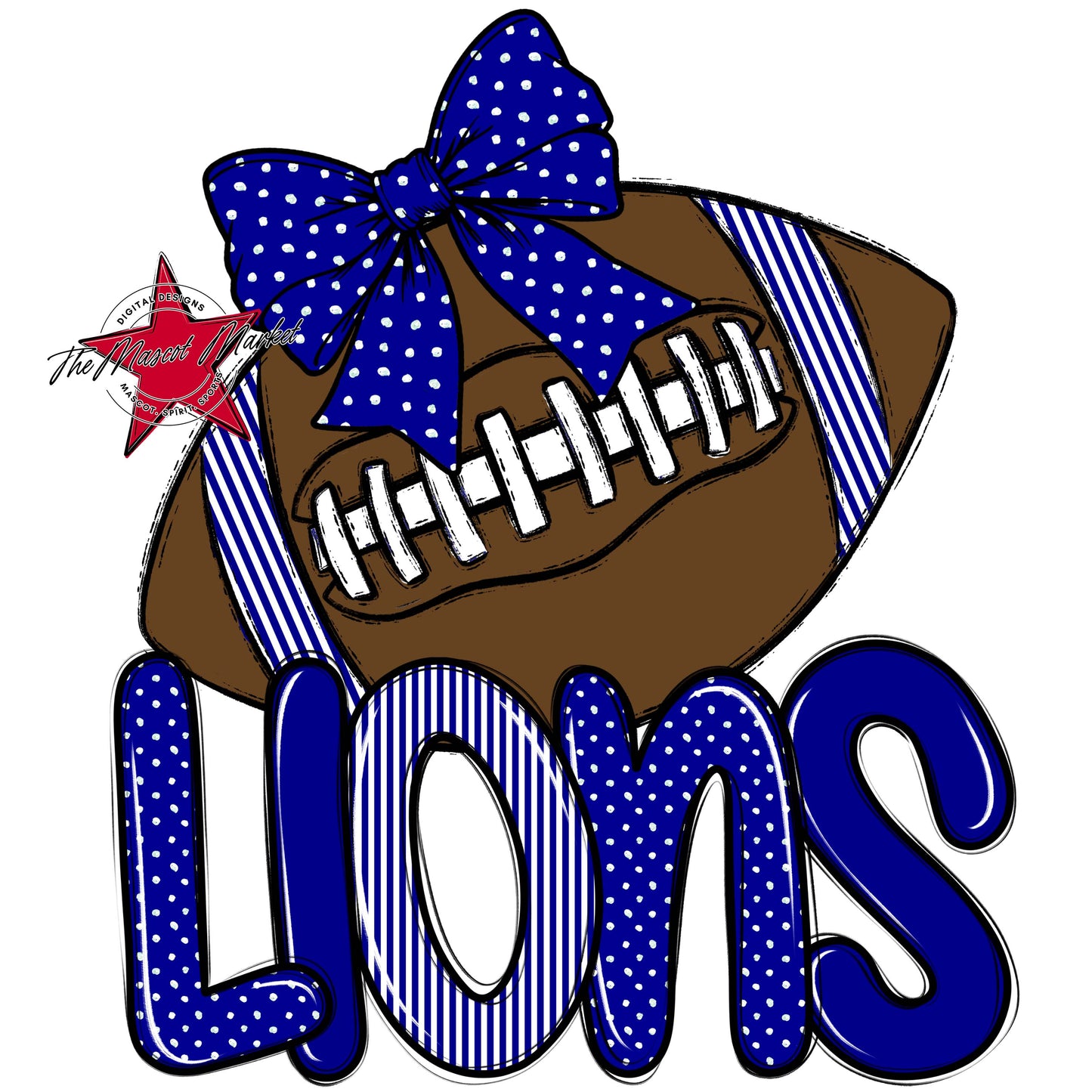 Lions Football Spirit Design-Blue