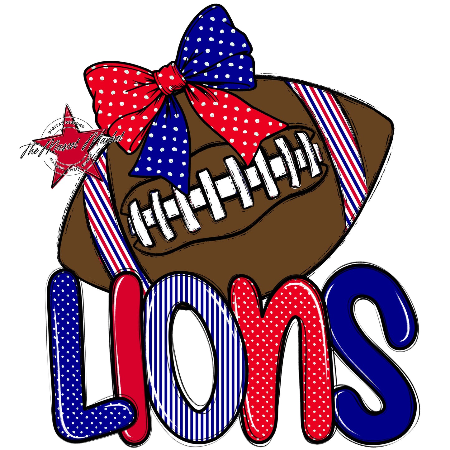 Lions Football Spirit Design-Blue & Red