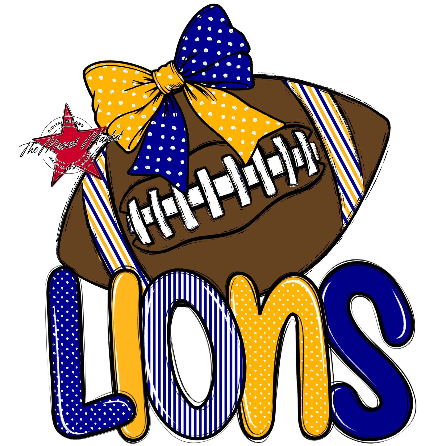 Lions Football Spirit Design-Blue & Yellow