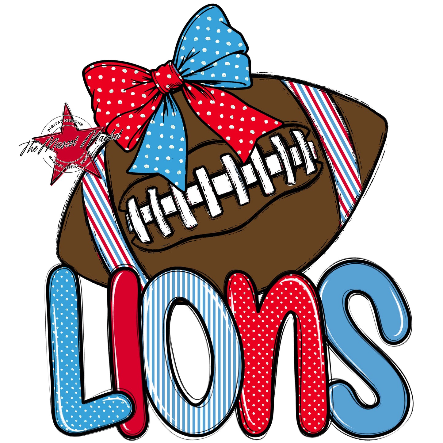 Lions Football Spirit Design-Carolina Blue & Red