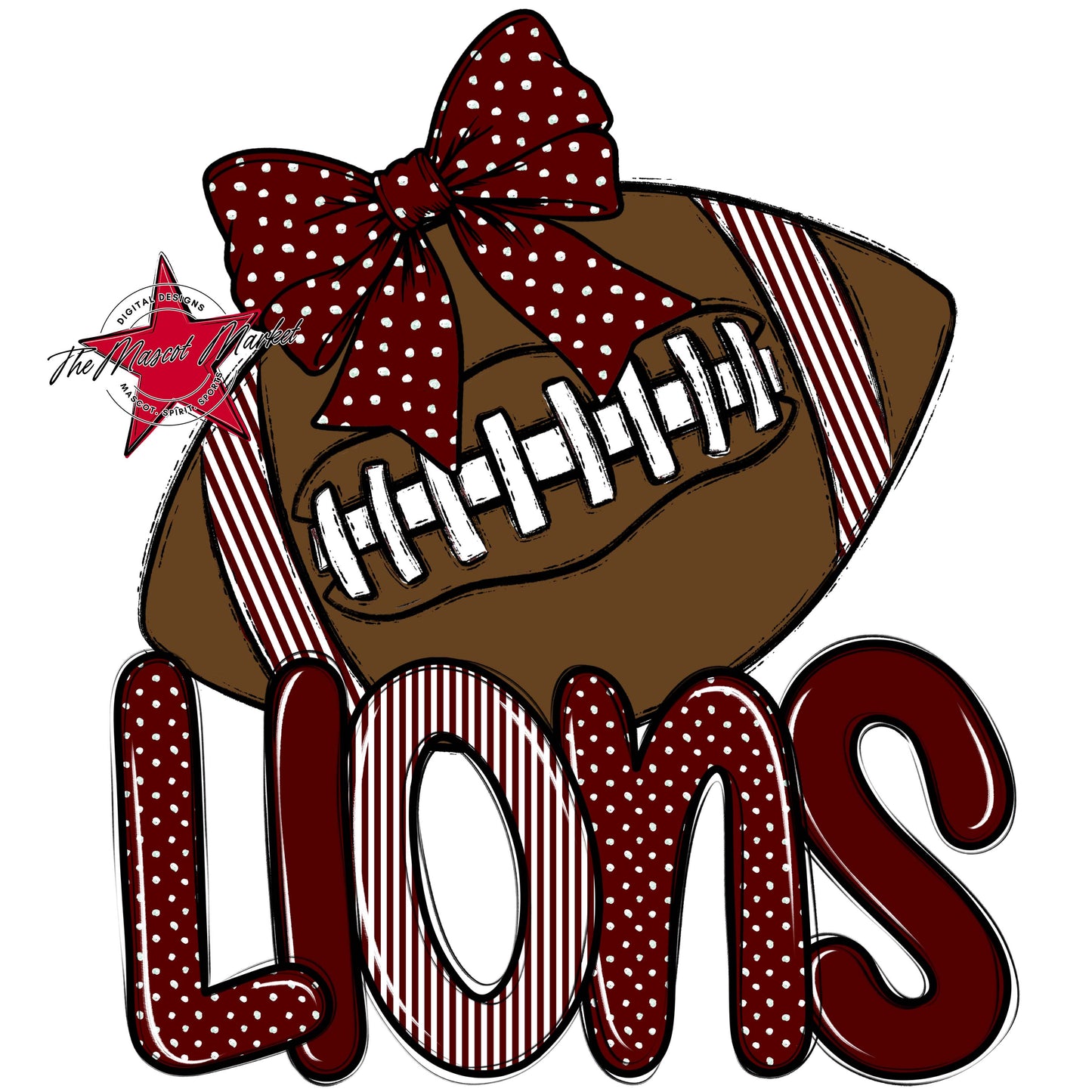 Lions Football Spirit Design-Maroon