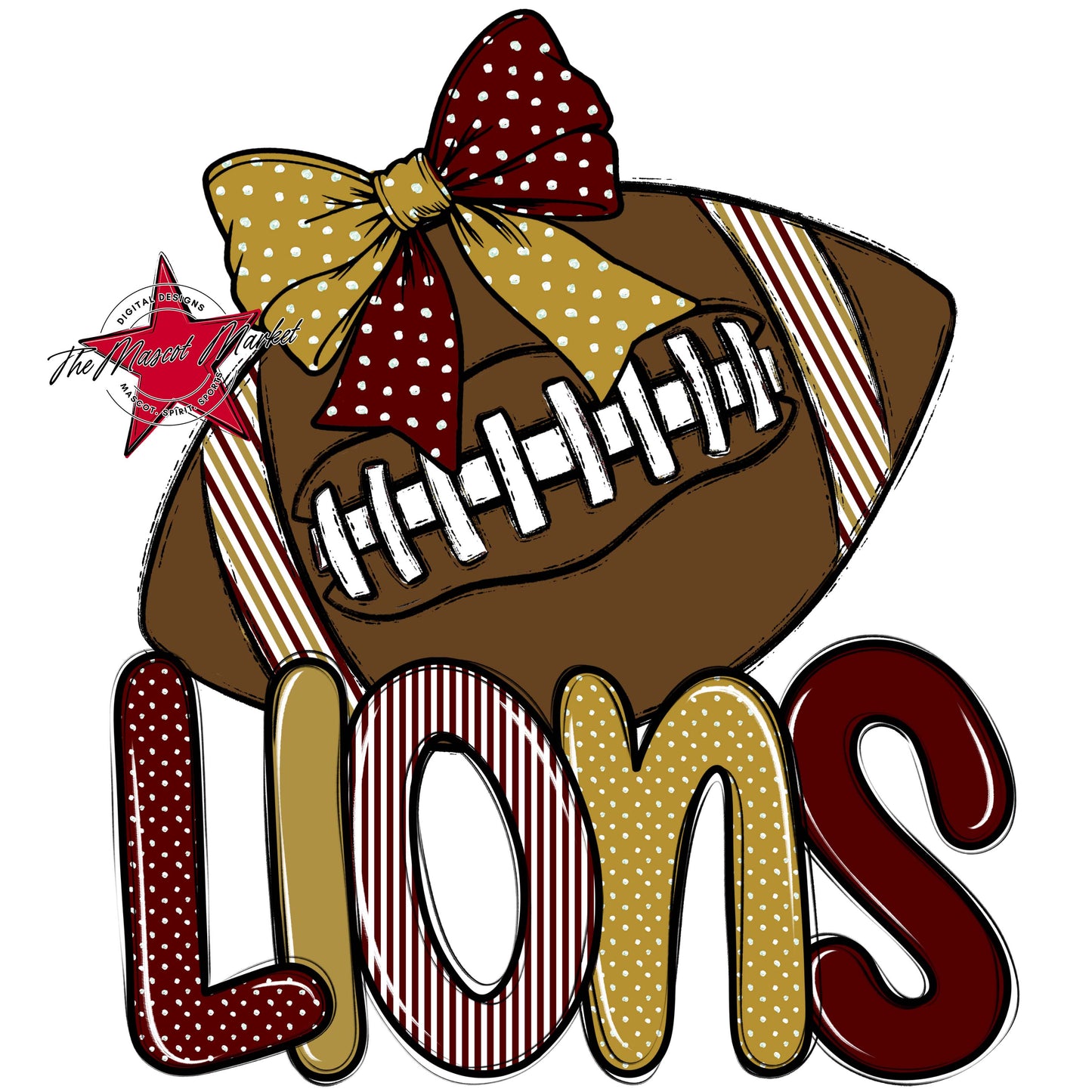 Lions Football Spirit Design-Maroon & Gold