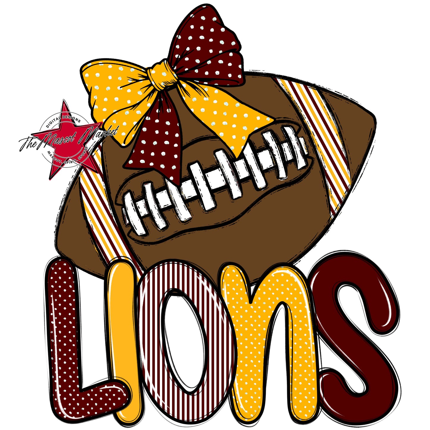 Lions Football Spirit Design-Maroon & Yellow