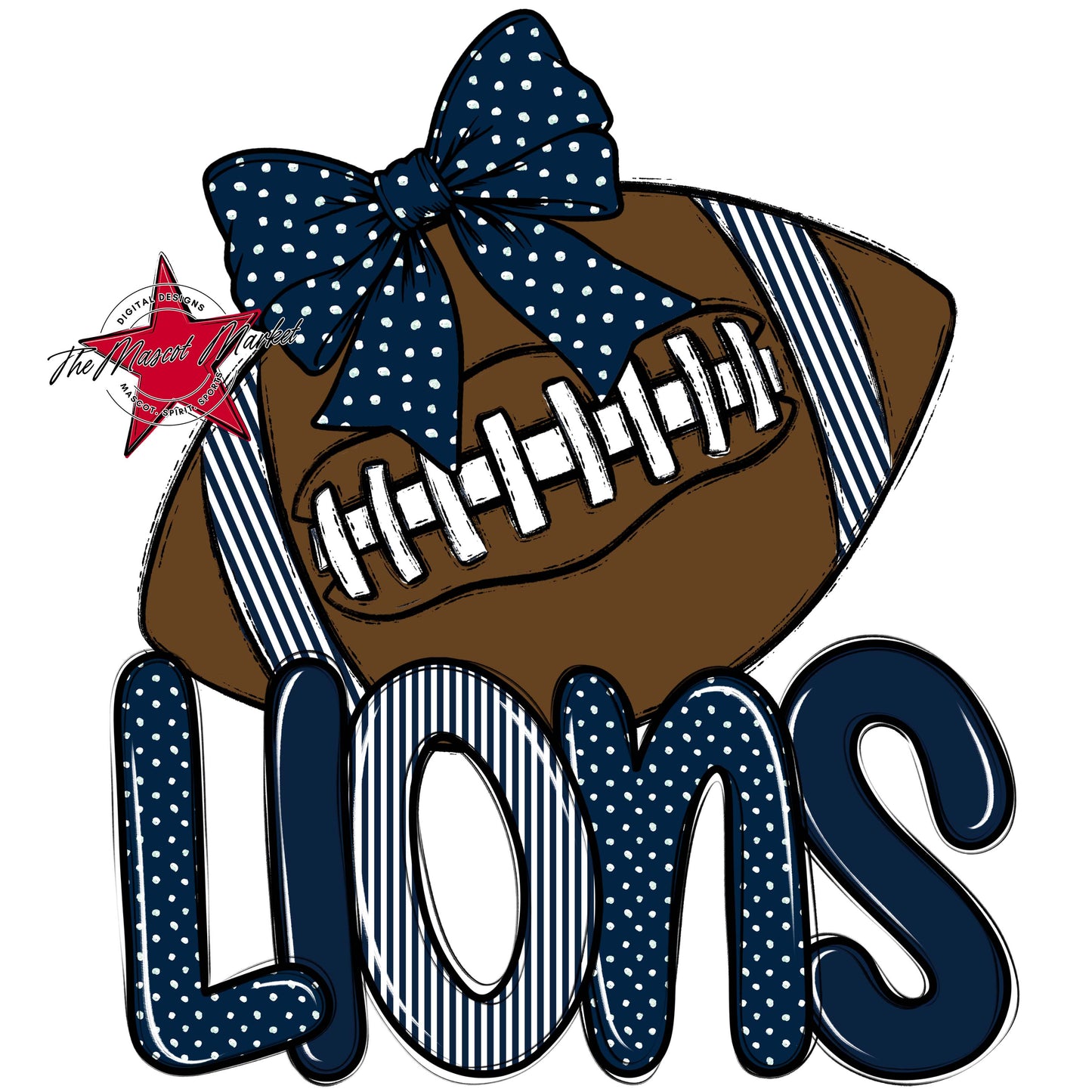 Lions Football Spirit Design-Navy