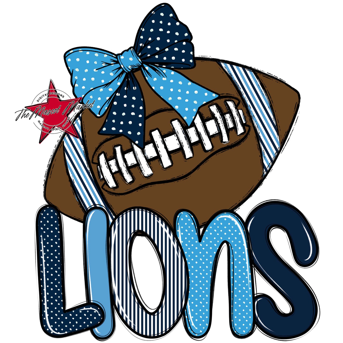 Lions Football Spirit Design-Navy & Carolina Blue