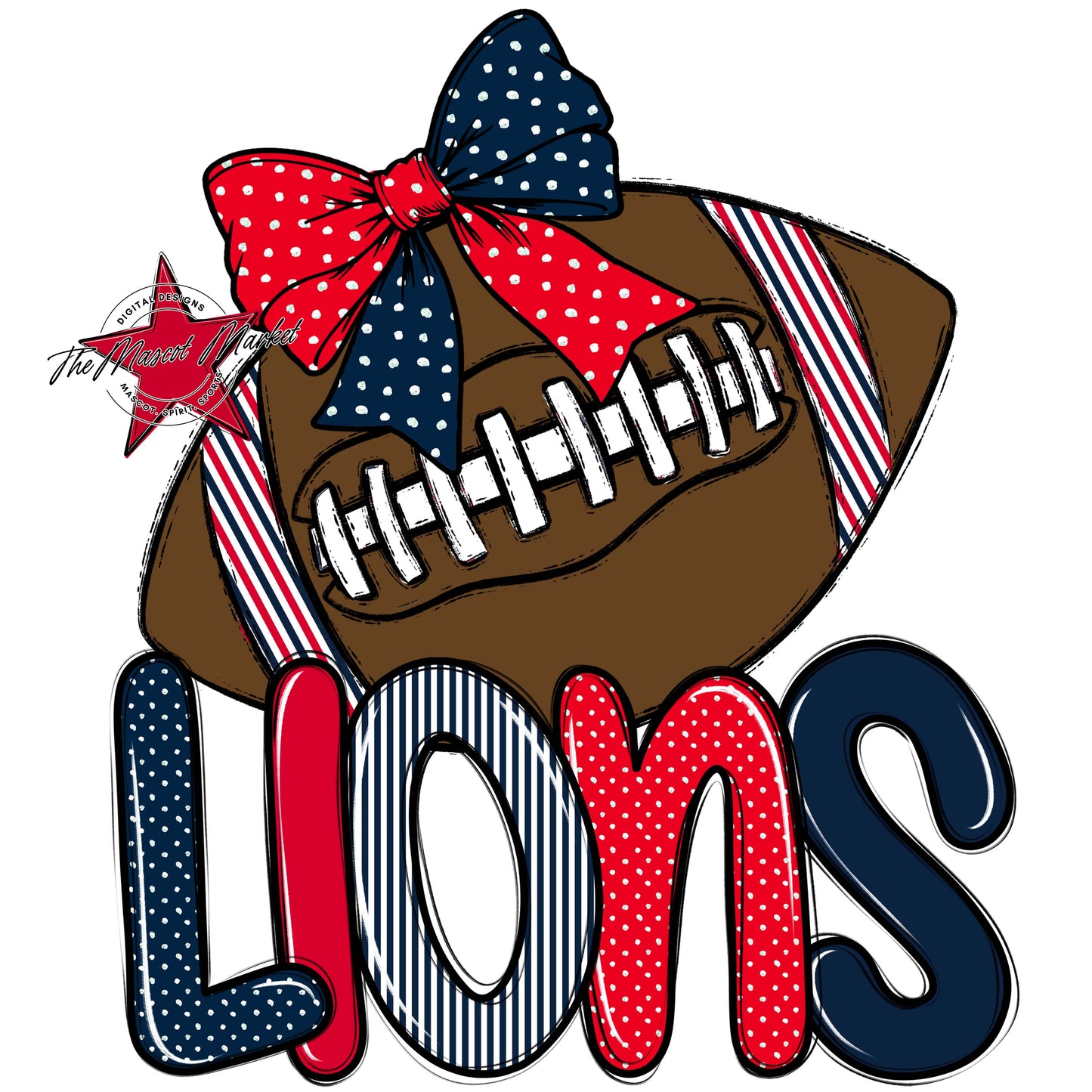 Lions Football Spirit Design-Navy & Red