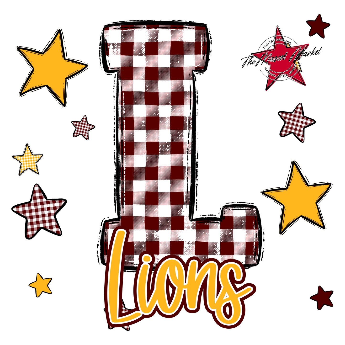 Lions Plaid Star Design-Maroon & Yellow