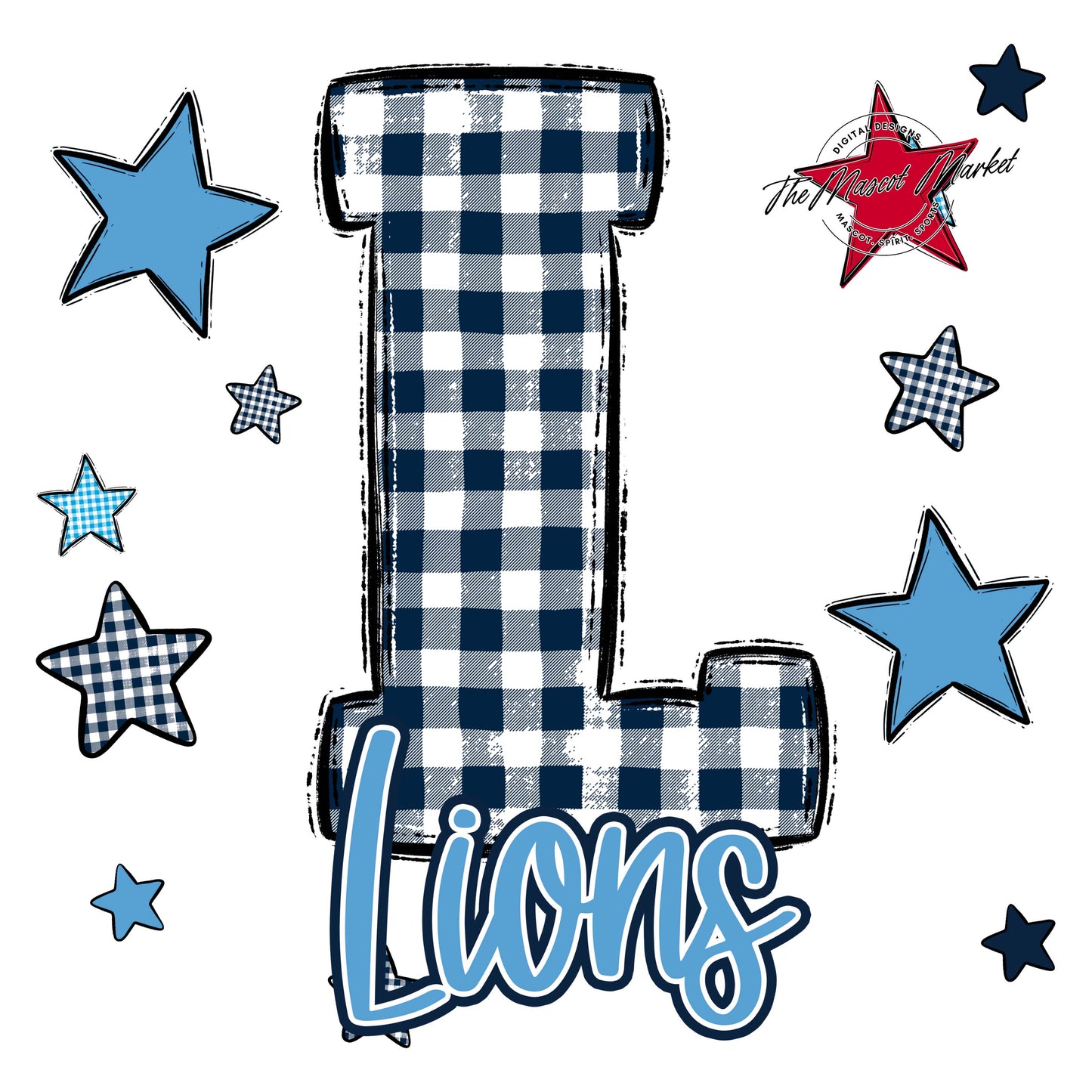 Lions Plaid Star Design-Navy & Carolina Blue
