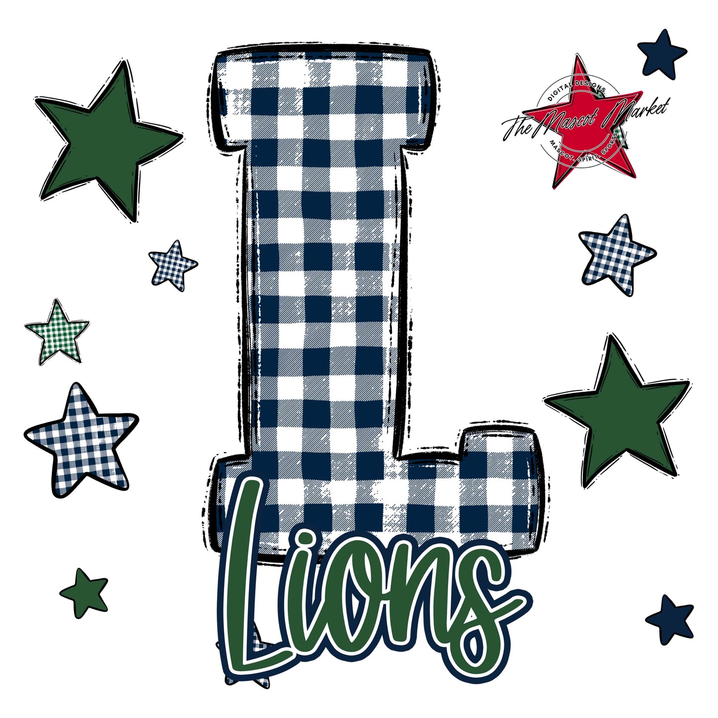 Lions Plaid Star Design-Navy & Green