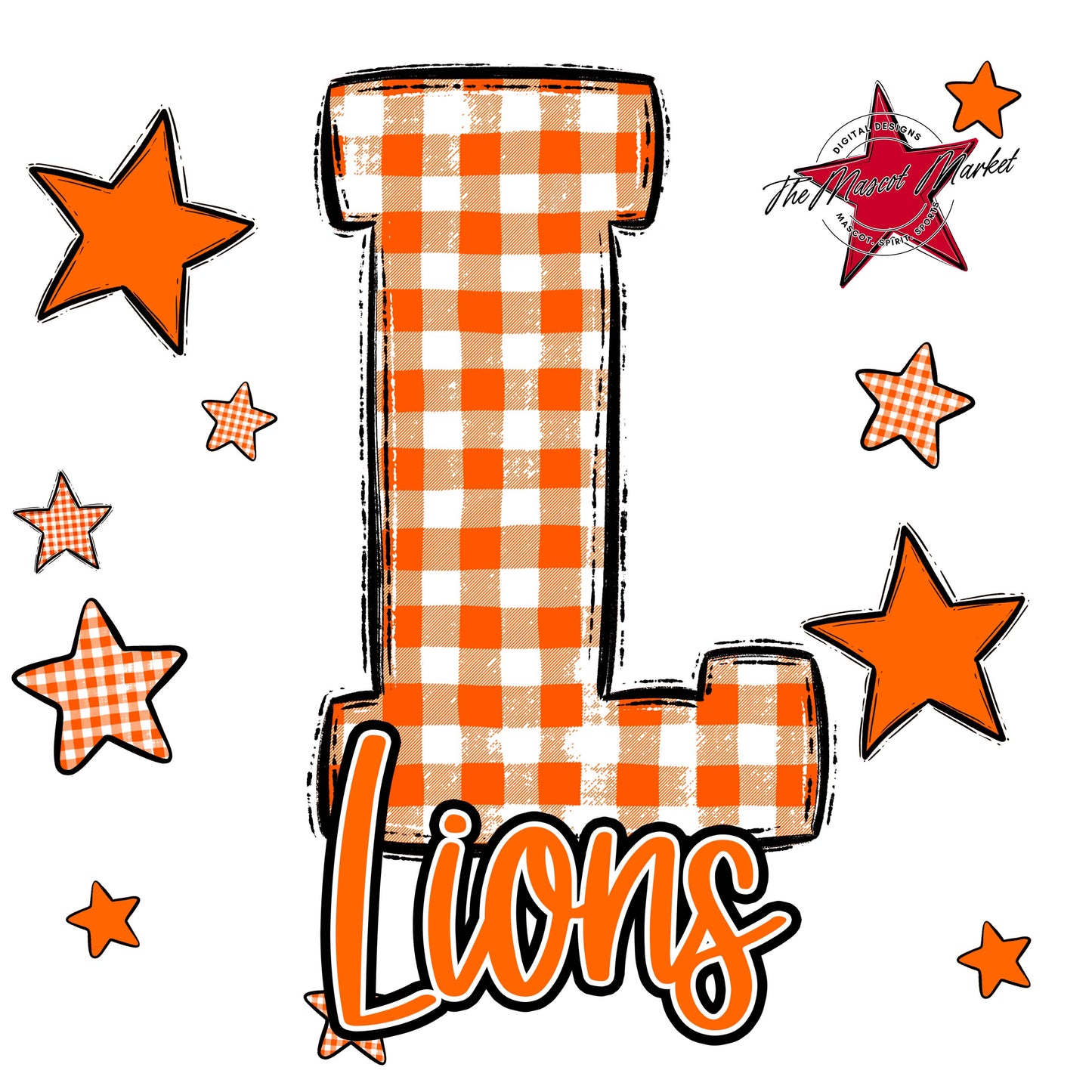 Lions Plaid Star Design-Orange