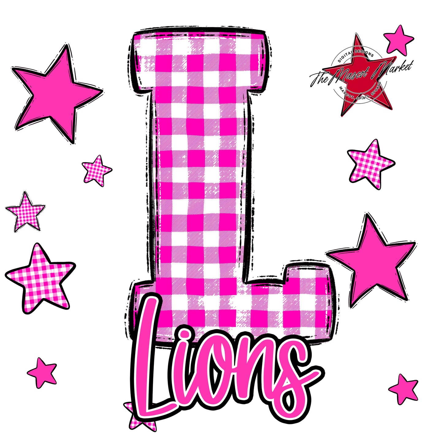 Lions Plaid Star Design-Pink
