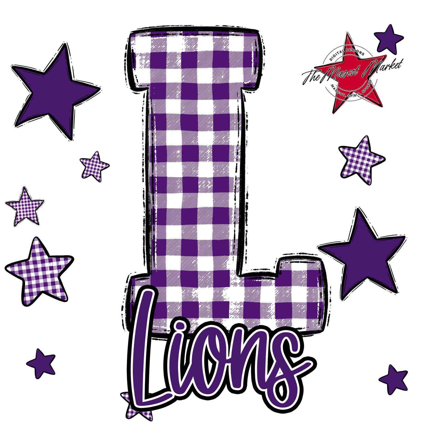 Lions Plaid Star Design-Purple
