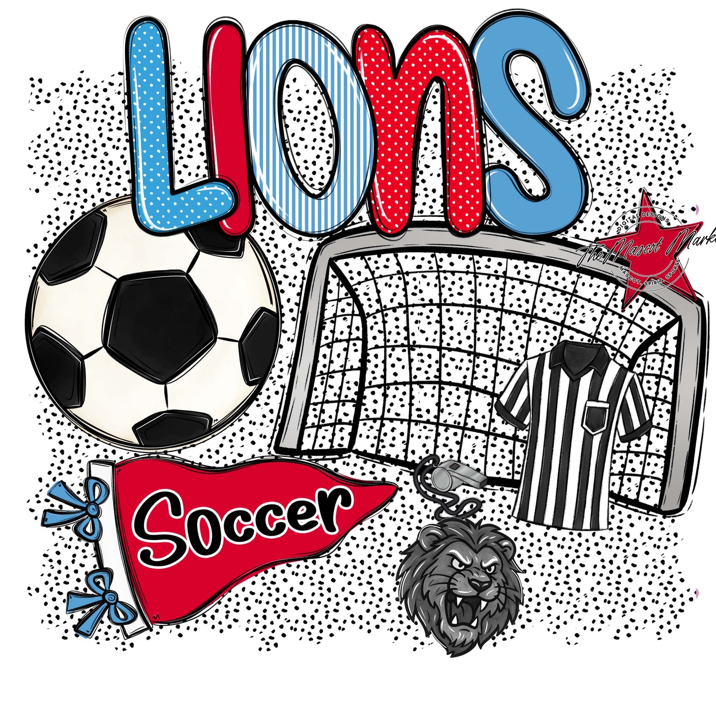 Lions Soccer Spirit-Carolina Blue & Red