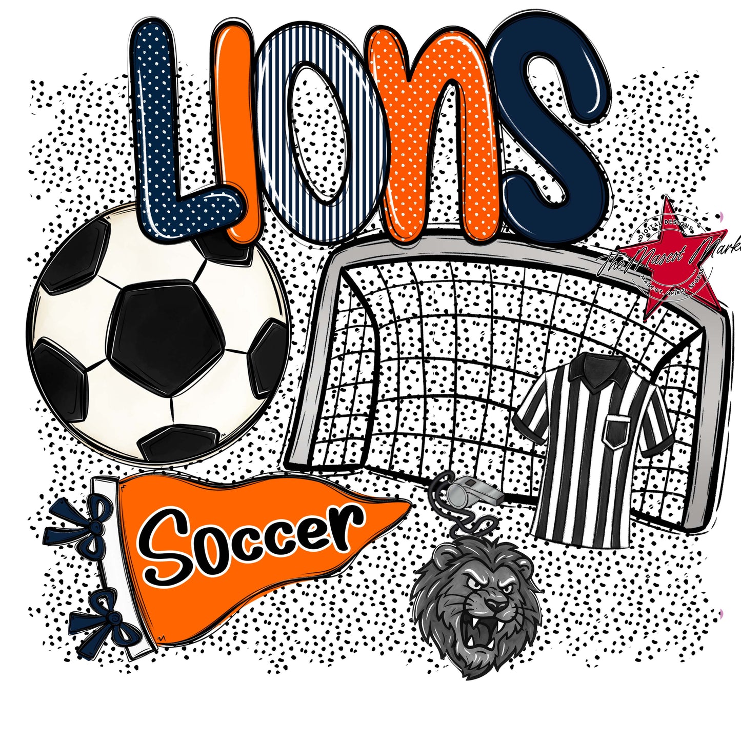 Lions Soccer Spirit-Navy & Orange