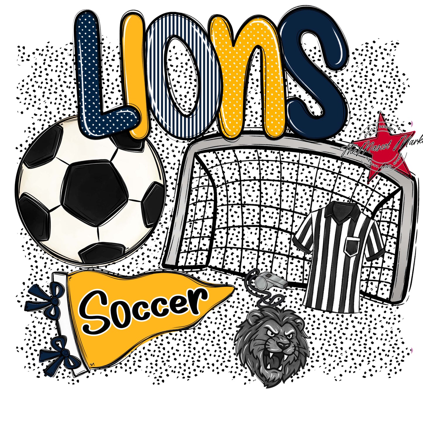 Lions Soccer Spirit-Navy & Yellow