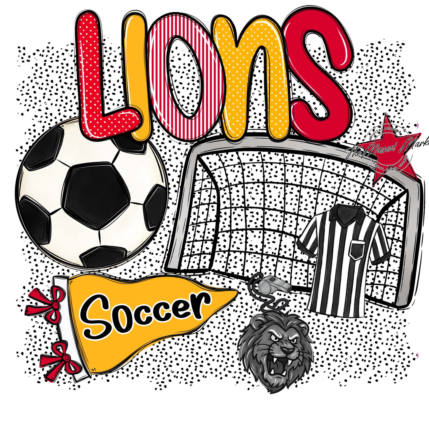 Lions Soccer Spirit-Red & Yellow
