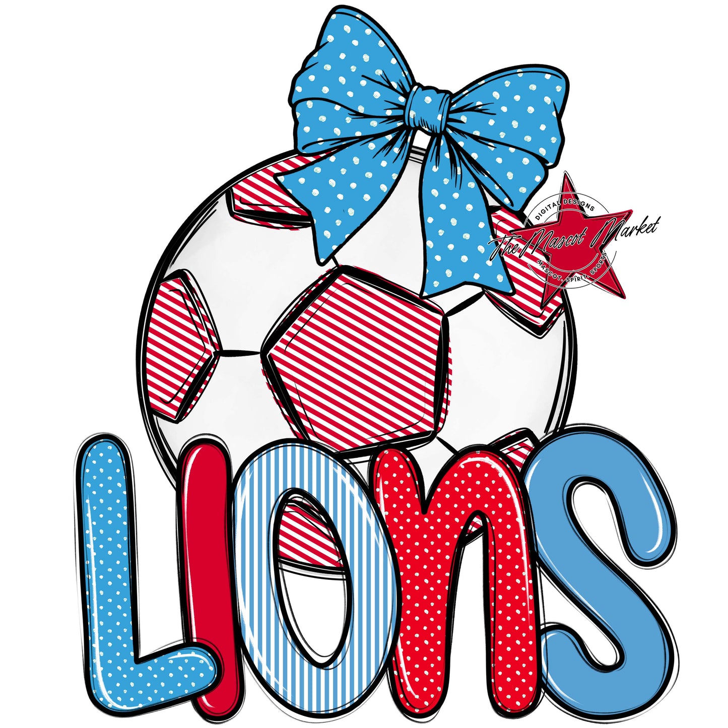Lions Soccer Spirit Design-Carolina Blue & Red