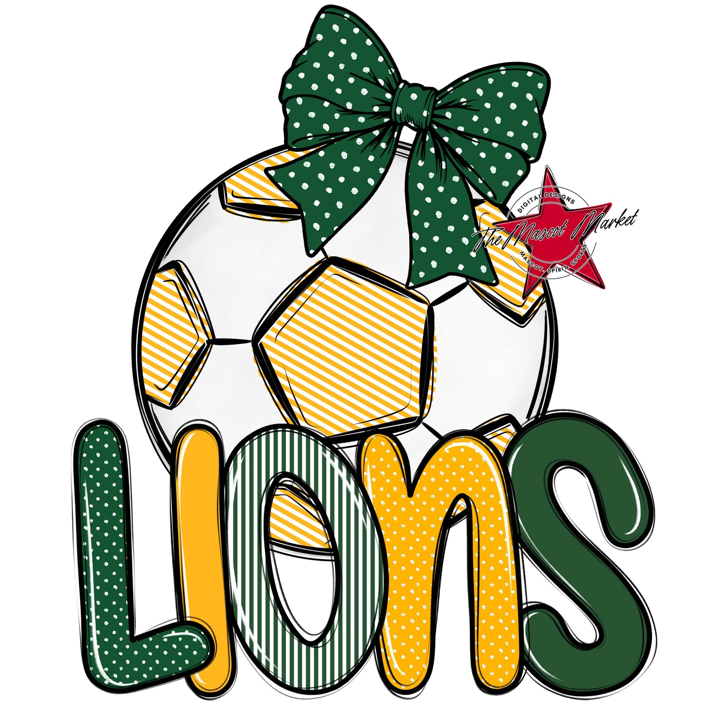 Lions Soccer Spirit Design-Green & Yellow