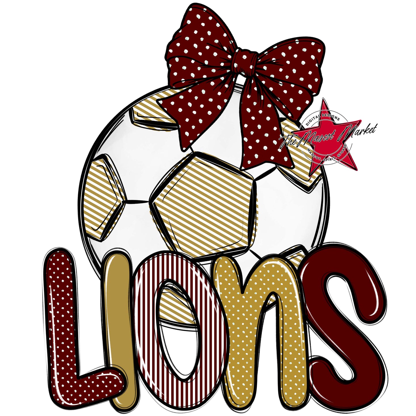 Lions Soccer Spirit Design-Maroon & Gold