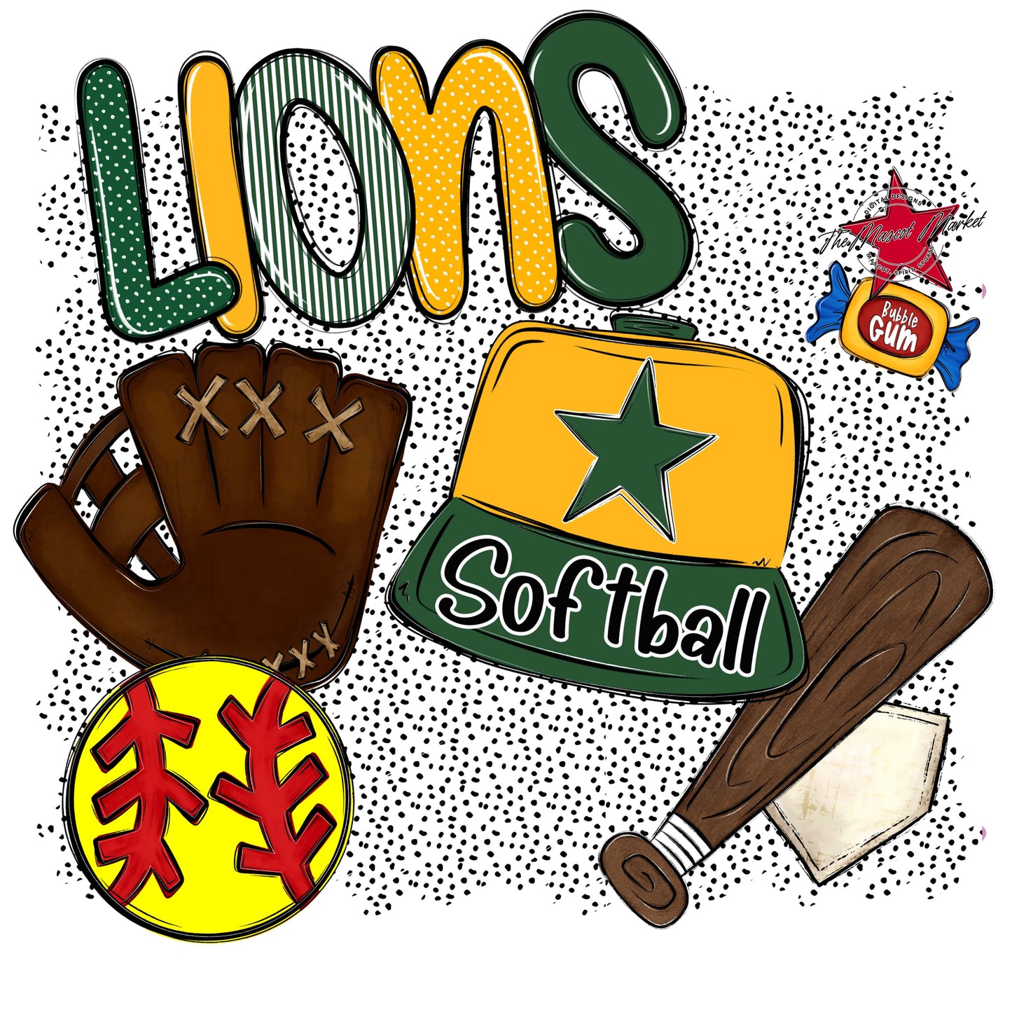 Lions Softball Spirit-Green & Yellow