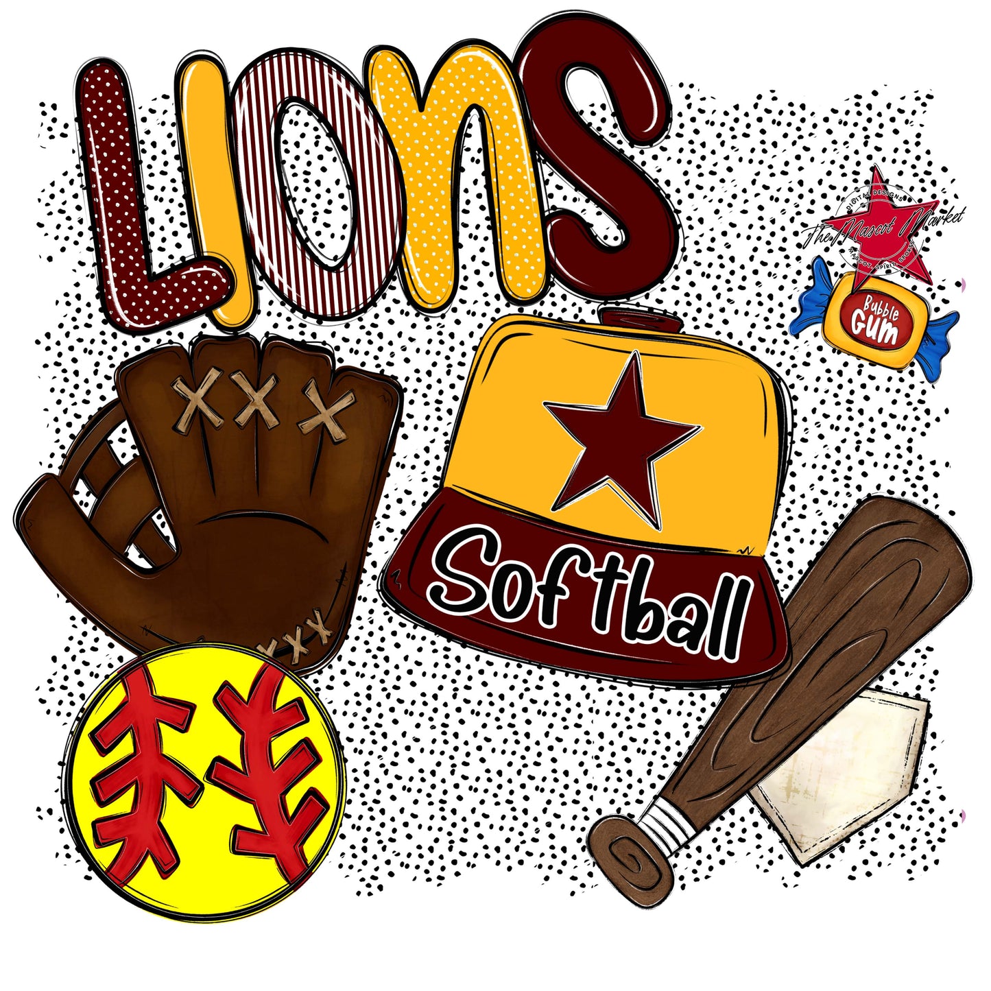 Lions Softball Spirit-Maroon & Yellow