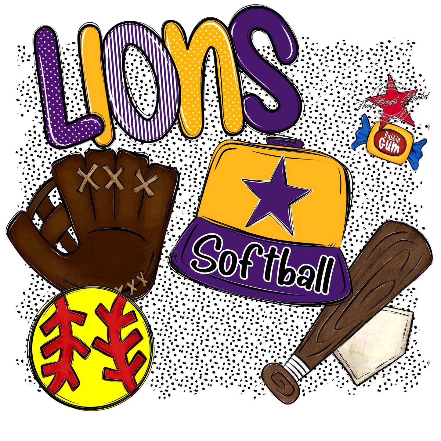 Lions Softball Spirit-Purple & Yellow