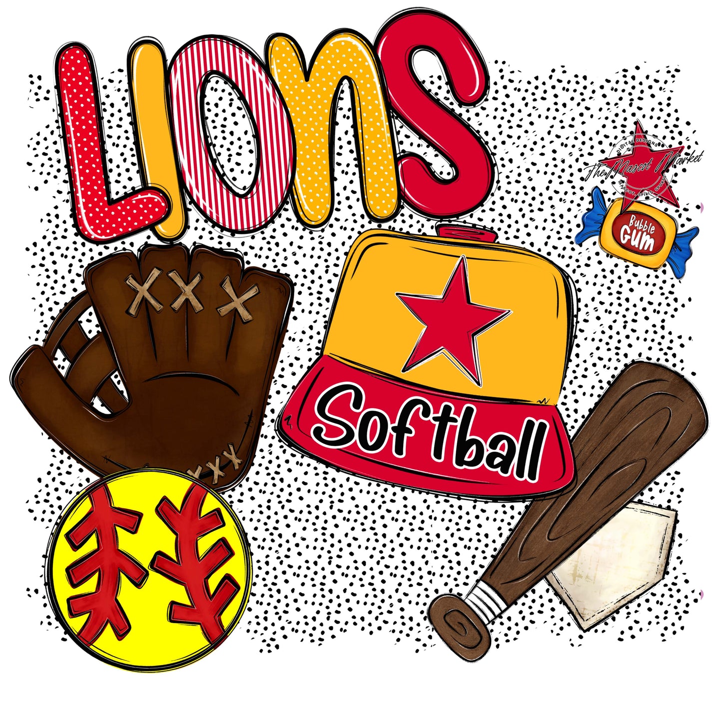 Lions Softball Spirit-Red & Yellow