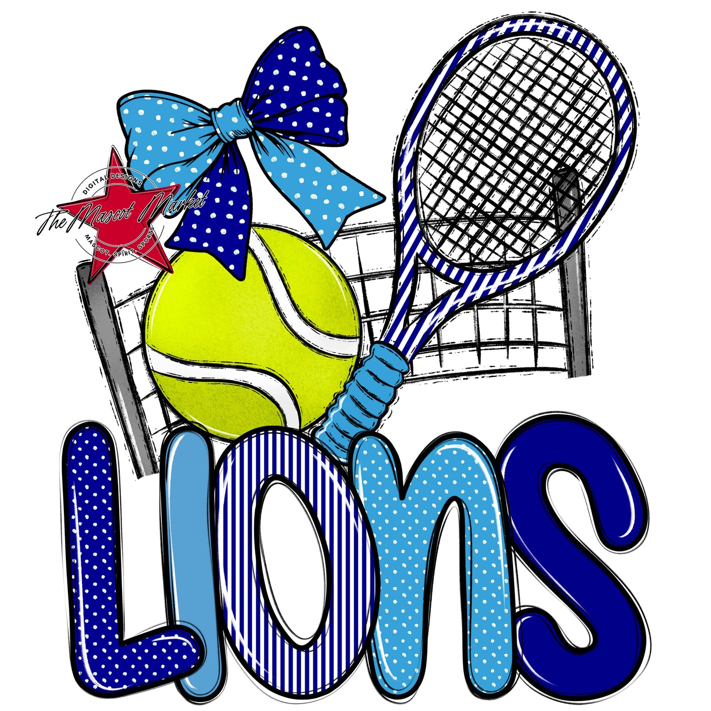 Lions Tennis Spirit Design-Blue & Carolina Blue