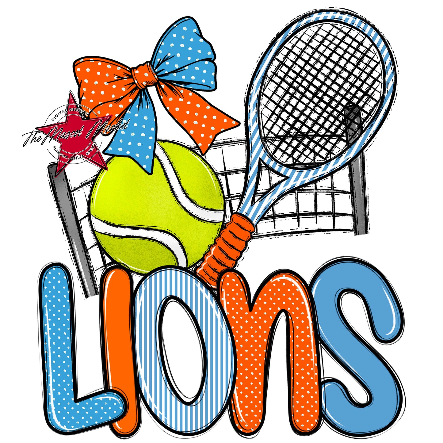 Lions Tennis Spirit Design-Carolina Blue & Orange