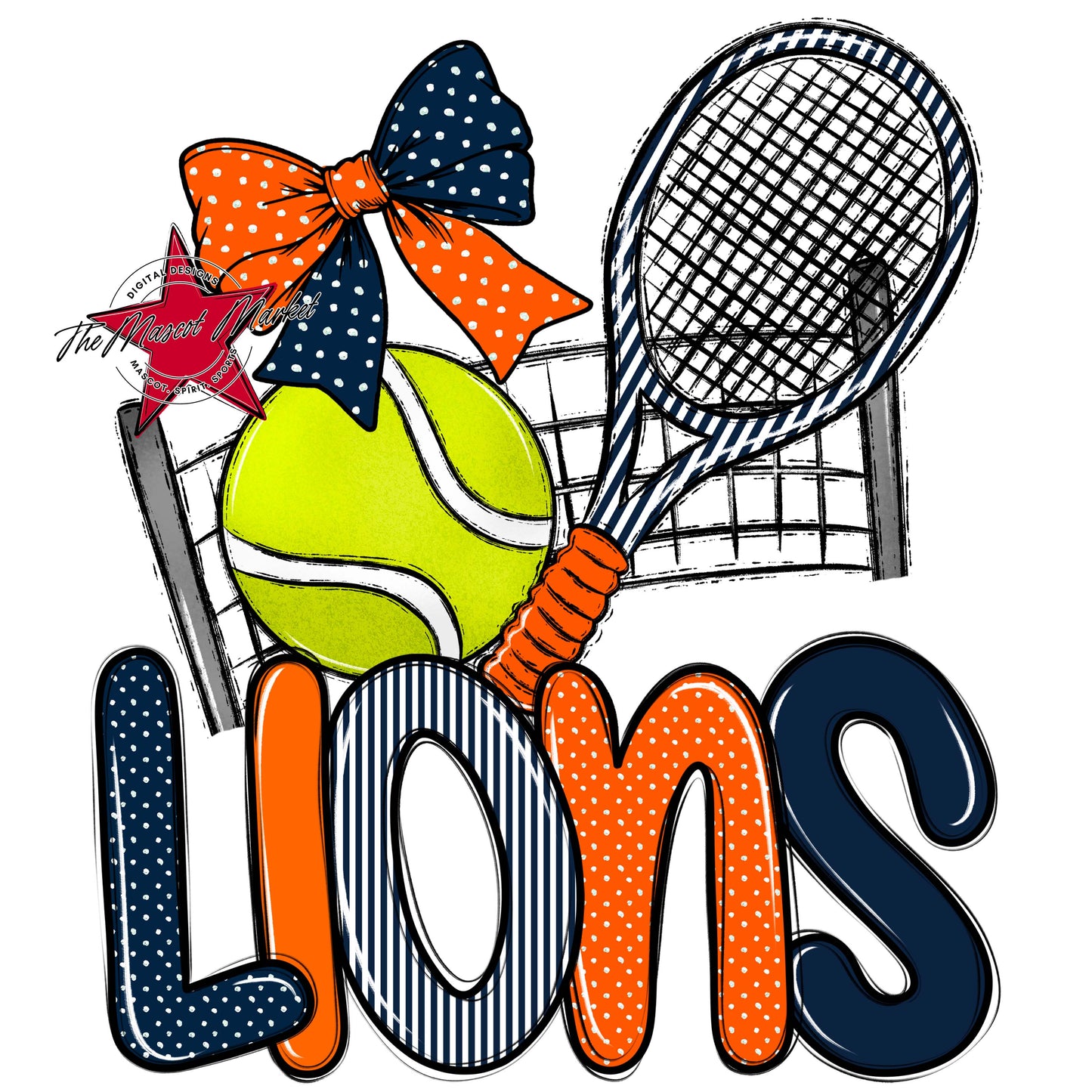Lions Tennis Spirit Design-Navy & Orange