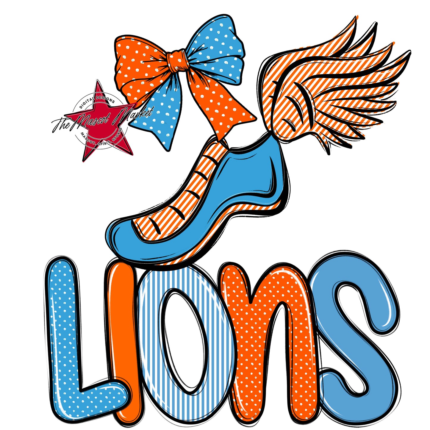 Lions Track Spirit Design-Carolina Blue & Orange