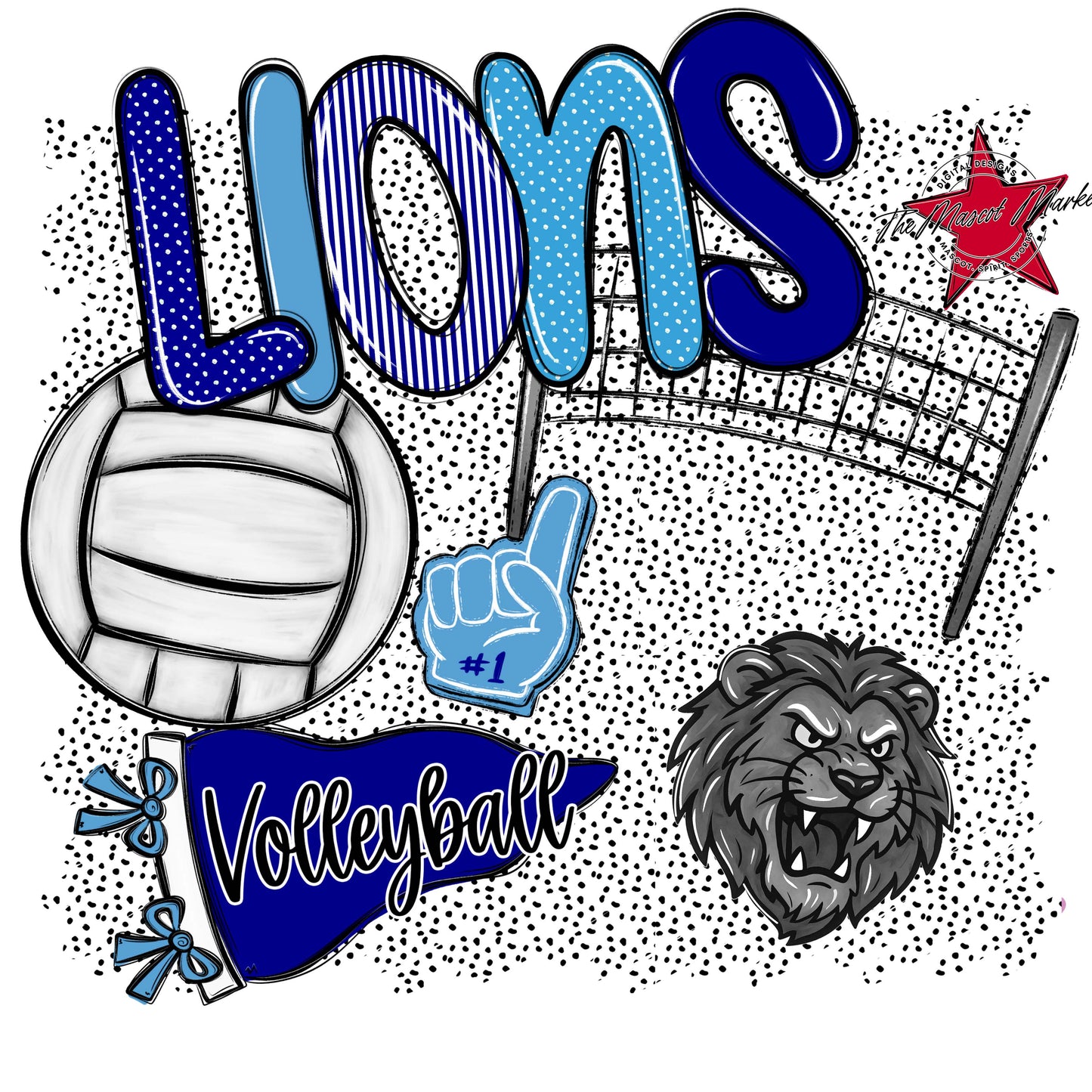 Lions Volleyball Spirit-Blue & Carolina Blue