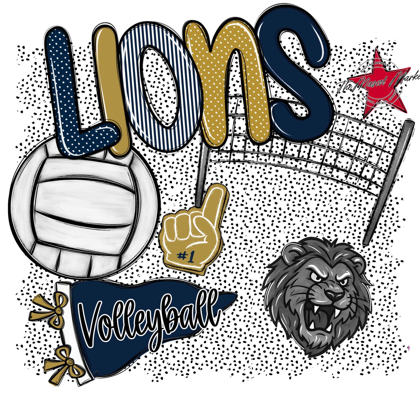 Lions Volleyball Spirit-Navy & Gold