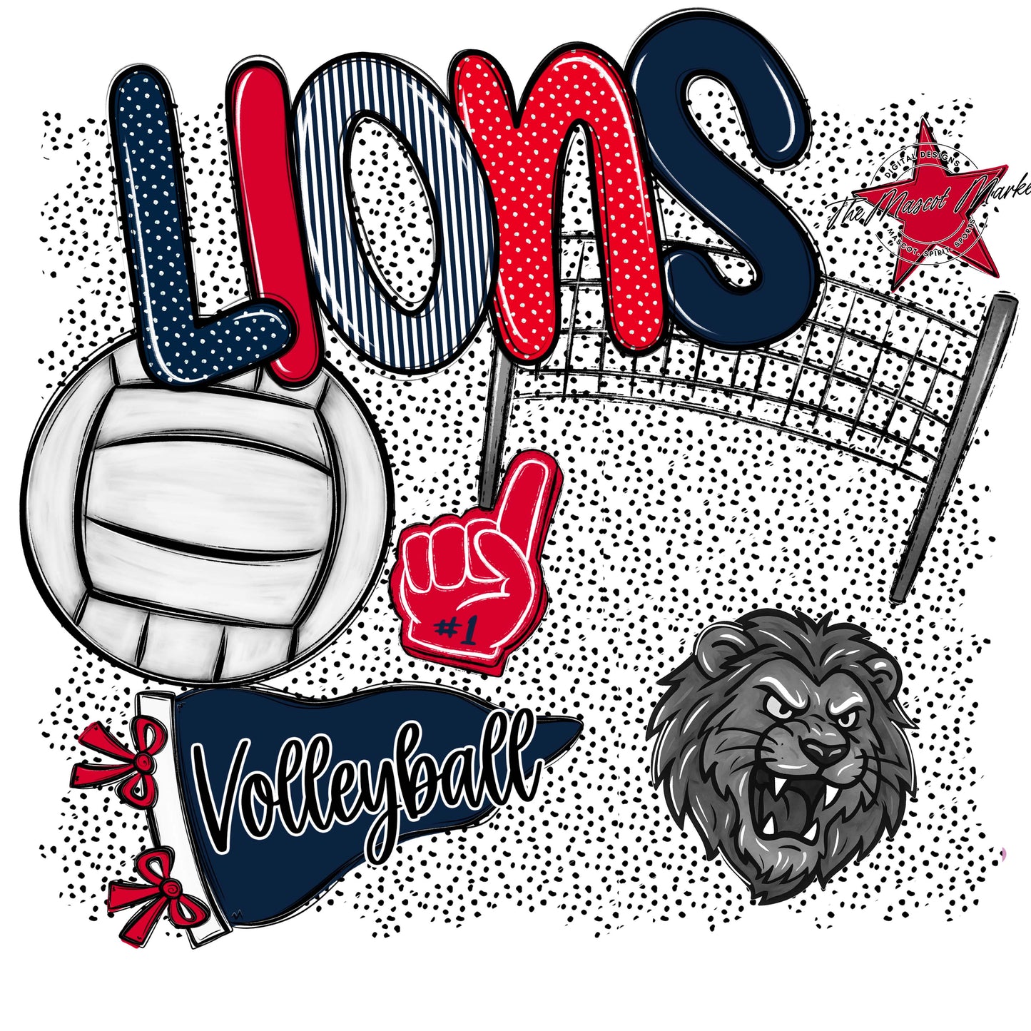 Lions Volleyball Spirit-Navy & Red
