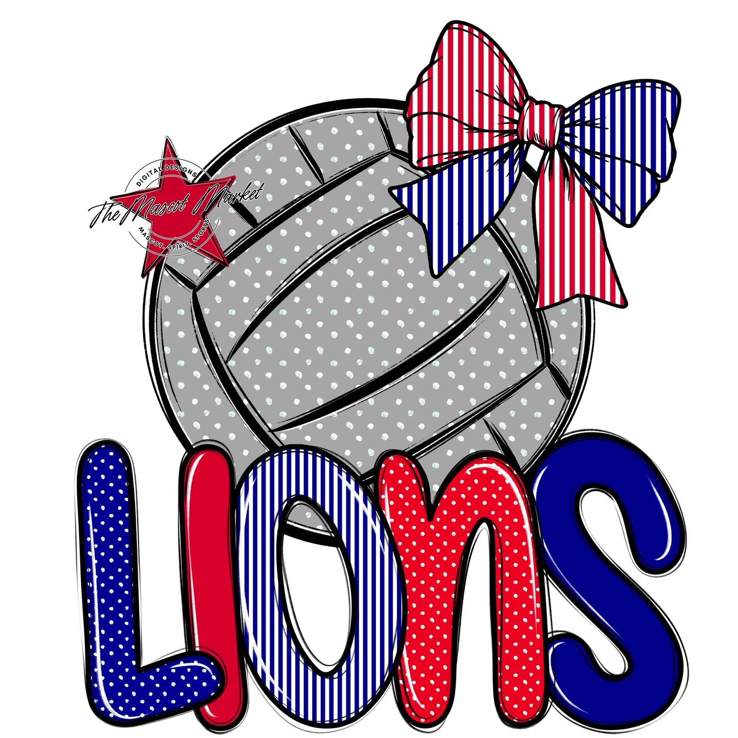 Lions Volleyball Spirit Design-Blue & Red