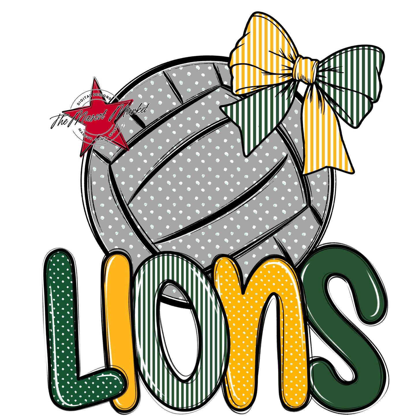 Lions Volleyball Spirit Design-Green & Yellow
