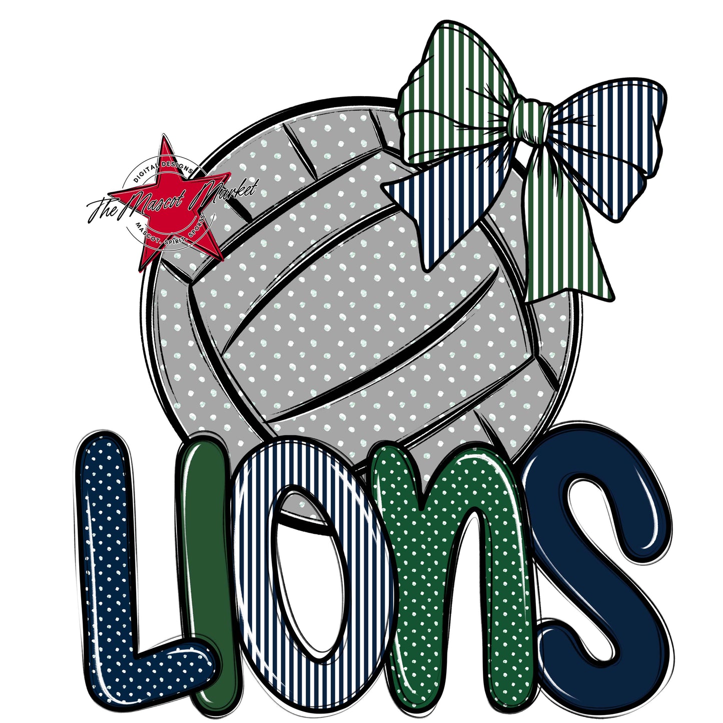 Lions Volleyball Spirit Design-Navy & Green