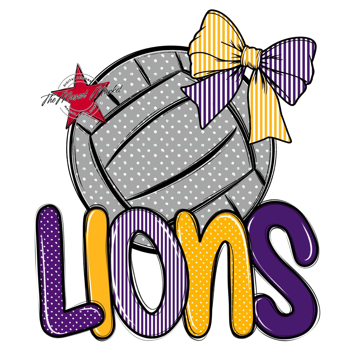 Lions Volleyball Spirit Design-Purple & Yellow