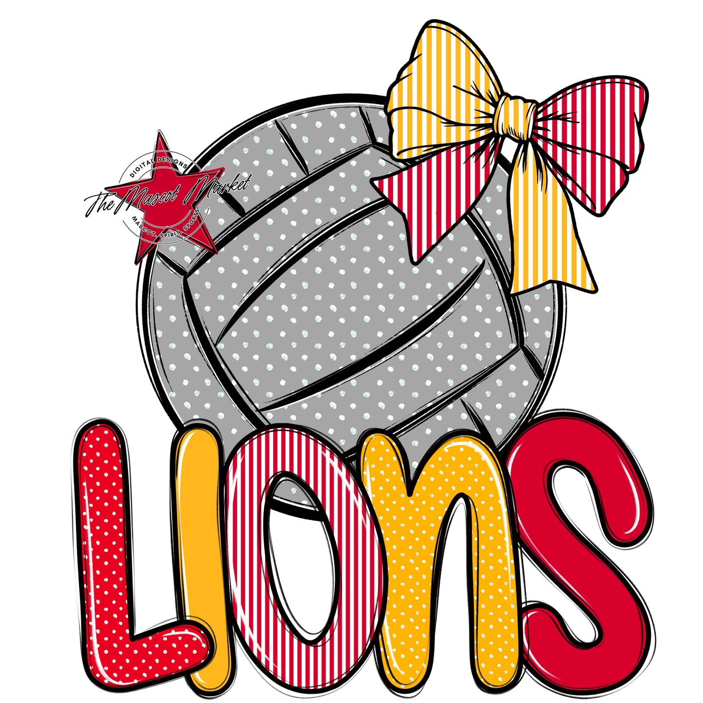 Lions Volleyball Spirit Design-Red & Yellow